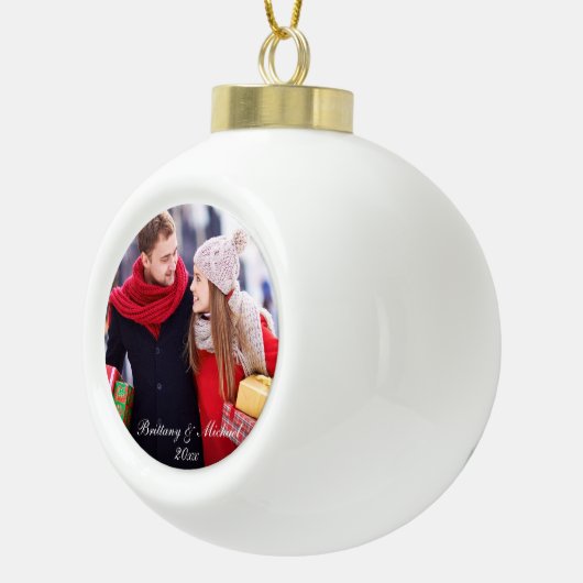 クリスマスのカップルの写真のオーナメント年WSC セラミックボールオーナメント (右)