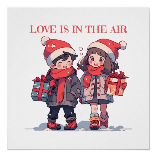 クリスマスのカップル - 愛が空気中にある ポスター (正面)