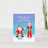 クリスマスのカップル 釣り サンタ＆クラウス夫人  カード (正面)