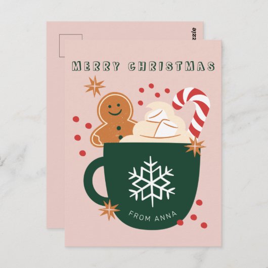クリスマスのカップ ポストカード (正面/裏面)