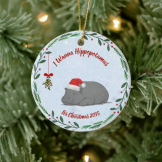 クリスマスのカバのオーナメント セラミックオーナメント