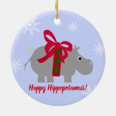 クリスマスのカバのペーパー ホリデー オーナメント (裏面)