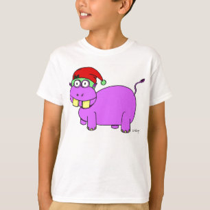 クリスマスのカバの子供服 Tシャツ