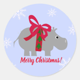 クリスマスのカバの紙のホリデーステッカー ラウンドシール