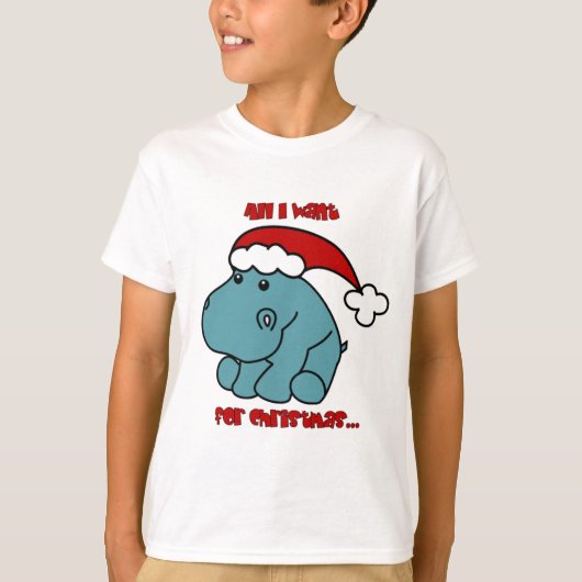 クリスマスのカバ Tシャツ (正面)