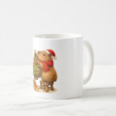 クリスマスのカピバラがツリーを飾る コーヒーマグカップ (正面右)