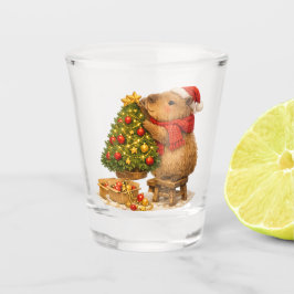 クリスマスのカピバラがツリーを飾る ショットグラス