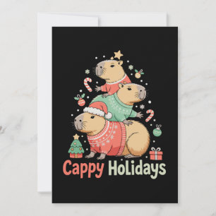 クリスマスのカピバラの帽子 クリスマスツリー ホリデーシーズン シーズンカード