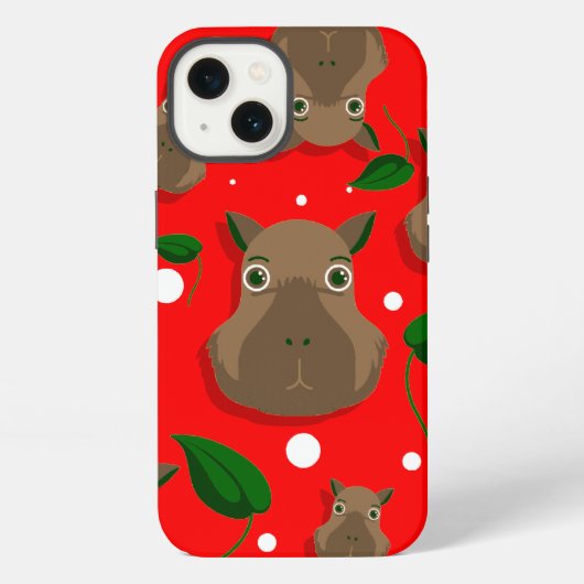 クリスマスのカピバラ iPhoneケース (裏面)