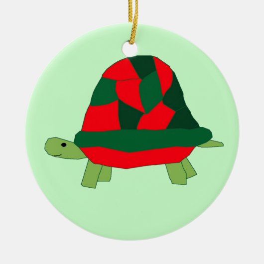 クリスマスのカメのオーナメント セラミックオーナメント (正面)