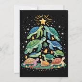 クリスマスのカメのギフト 楽しいカメのクリスマスツリー 招待状 (正面)