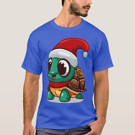 クリスマスのカメ レトロ Tシャツ (正面)