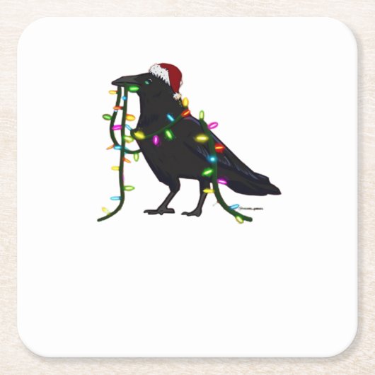 クリスマスのカラス 時の来たりぬ スクエアペーパーコースター (正面)