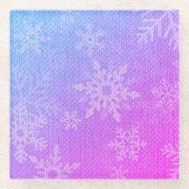 クリスマスのカラフルな雪の結晶のガラスコースター ガラスコースター (正面)