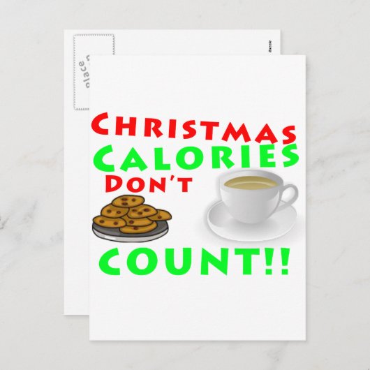 クリスマスのカロリーはおもしろいなユーモアを数えません シーズンポストカード (正面/裏面)