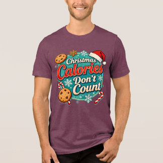 クリスマスのカロリーはカウントされない おもしろサンタクロース トライブレンドTシャツ