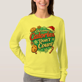 クリスマスのカロリーはカウントされない 面白いサンタクロース Tシャツ