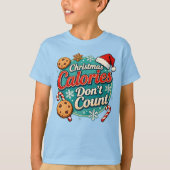 クリスマスのカロリーはカウントしない おもしろサンタクロース Tシャツ (正面)