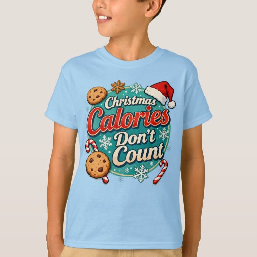 クリスマスのカロリーはカウントしない おもしろサンタクロース Tシャツ (正面)