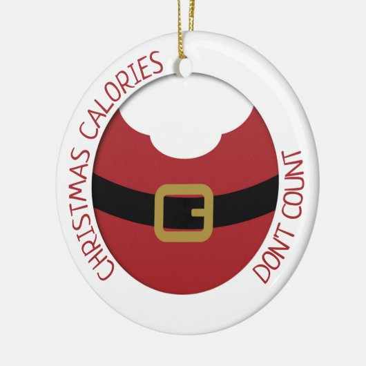 クリスマスのカロリーはサンタの腹を数えない セラミックオーナメント (左)