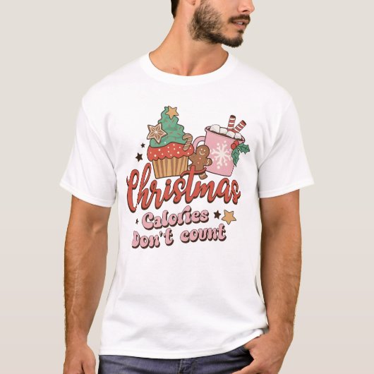 クリスマスのカロリーはシャツをカウントしない、おもしろいキリスト Tシャツ (正面)