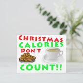 クリスマスのカロリーはユーモアをカウントしないおもしろい シーズンポストカード (スタンド正面)