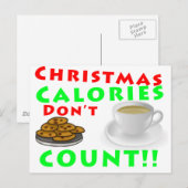 クリスマスのカロリーはユーモアをカウントしないおもしろい シーズンポストカード (正面/裏面)