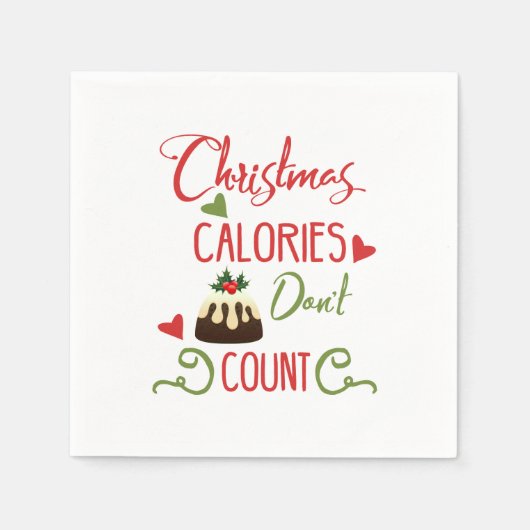 クリスマスのカロリーは休日おもしろい引用文を数えない スタンダードカクテルナプキン (正面)