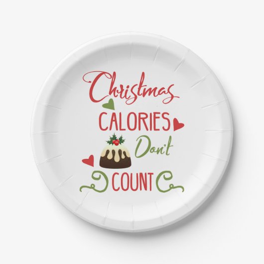 クリスマスのカロリーは休日おもしろい引用文を数えない ペーパープレート (正面)