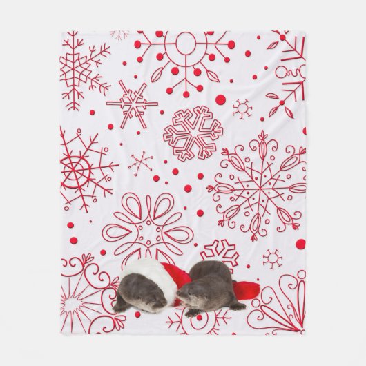 クリスマスのカワウソのフリースブランケット、媒体 フリースブランケット (正面)