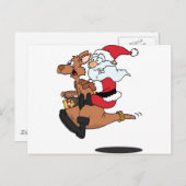 クリスマスのカンガルーに乗るオーストラリアのサンタ シーズンポストカード (正面/裏面)