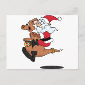 クリスマスのカンガルーに乗るオーストラリアのサンタ シーズンポストカード (正面)