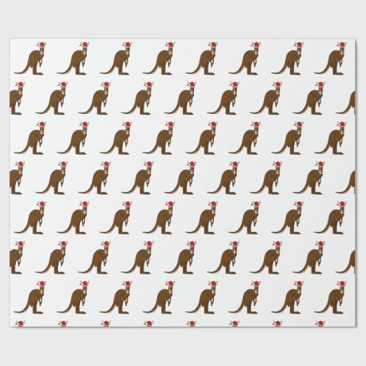 クリスマスのカンガルーの包装紙 ラッピングペーパー (フラット)