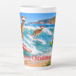 クリスマスのカンガルーサーフィンベルズビーチ カフェラテマグ