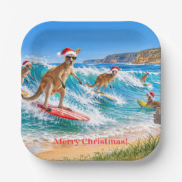 クリスマスのカンガルーサーフィンベルズビーチ ペーパープレート