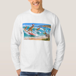 クリスマスのカンガルーサーフィンベルズビーチ Tシャツ