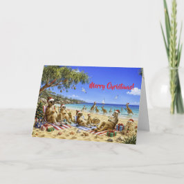 クリスマスのカンガルー ビーチ ピクニック メリークリスマス シーズンカード