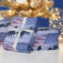 クリスマスのカントリーウエスタンホースアメリカ国旗