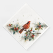 クリスマスのカーディナルとホリの葉 (コーナー)