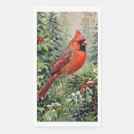 クリスマスのカーディナルとホリの葉