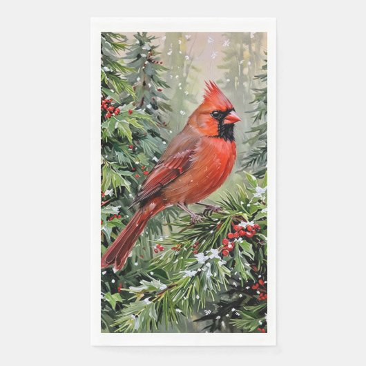 クリスマスのカーディナルとホリの葉 (正面)