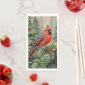 クリスマスのカーディナルとホリの葉 (インサイチュ)