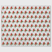 クリスマスのカーディナルと松 ラッピングペーパー (フラット)