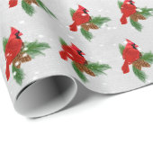 クリスマスのカーディナルと松 ラッピングペーパー (ロールコーナー)