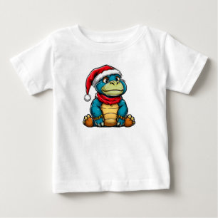 クリスマスのカートゥーン恐竜 クリスマスギフト ベビーTシャツ