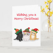 クリスマスのカードを楽しんでほしい可愛い子猫 カード (黄色い花)