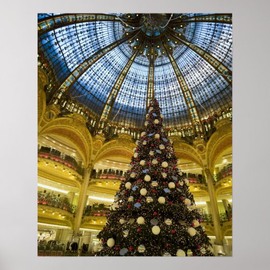 クリスマスのガレリア・ラファイエット百貨店、フランス・パリ ポスター (正面)
