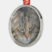 クリスマスのキジトラ猫の肖像オーナメント メタルオーナメント (左)