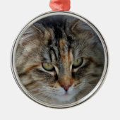 クリスマスのキジトラ猫の肖像オーナメント メタルオーナメント (正面)