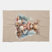 クリスマスのキッチンタオルシカイラストレーション キッチンタオル (横)